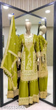Green gold embroidered salwar kameez