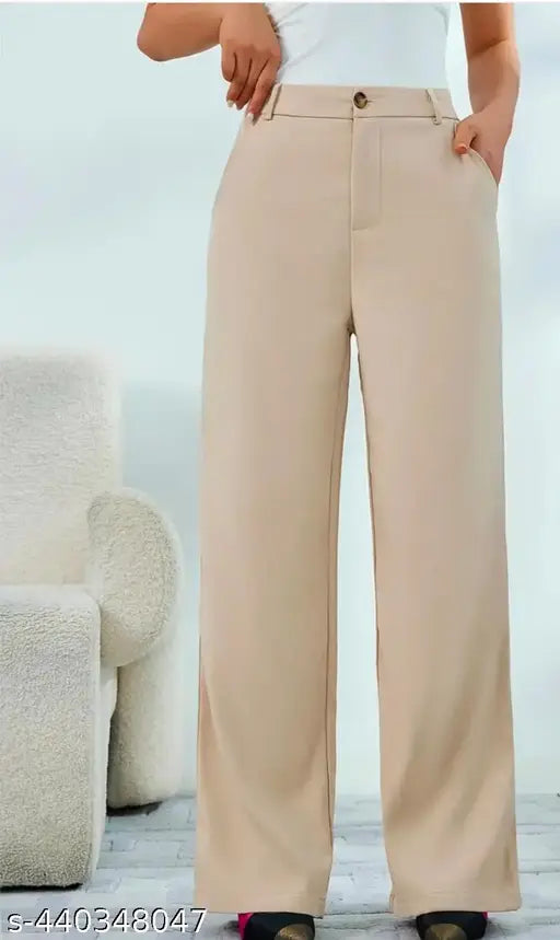 Cotton Lycra Trendy Women's Pant, solid net design in various sizes XS-XXXL, made in India