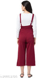Brown polyester short-sleeve dungaree for women, solid pattern, formal wear from Essence, India