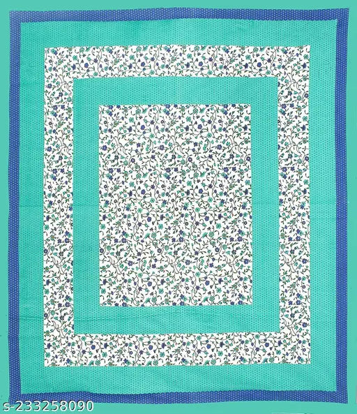 Rajasthani printed pure cotton king size double bedsheet, 2 pillow covers, 160 thread count. Authentic Indian Jaipuri design for mild winter