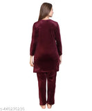 Women's full sleeve velvet nightsuit, premium quality Indian homegrown brand H&H SONS