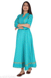 Cotton three-quarter sleeve printed kurti with golden smosa border, Indian butik print and floral design