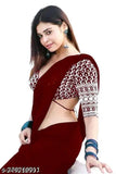 Maroon georgette chiffali blouse, solid embroidered net blouse on hanger, free size, Indian origin