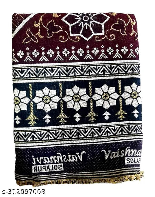 Ethnic motifs designer Solapur cotton blanket, 60x90 single, machine washable