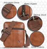 Beige faux leather sling bag for travel, ideal for men and women on the go