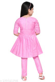Pink embroidered cotton Kurta with straight-fit pants, Indian ethnic fashion for parties and birthdays