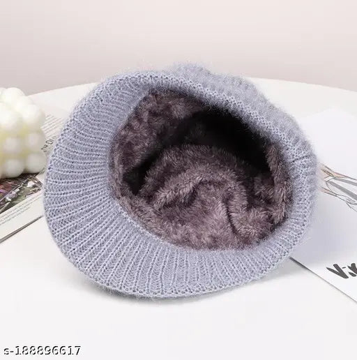 Assorted color, warm wool knit skull cap for women & girls. Cozy winter hat perfect for skiing and snow, machine-knitted in India." (109 characters)