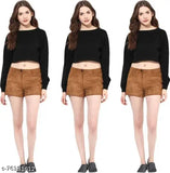 Cotton Selvike fancy long-sleeve crop top, solid pattern, size S (34in bust, 15in length), India origin