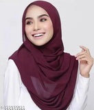 Heavy chiffon hijab & cap (maroon, pack of 2) - Indian traditional fashion accessory pack for women