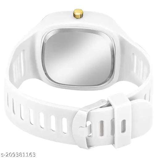 Silicon square dial men's watch, stylish and versatile for casual, sport, or party-wear