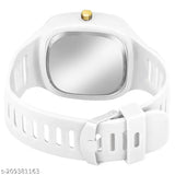 Silicon square dial men's watch, stylish and versatile for casual, sport, or party-wear