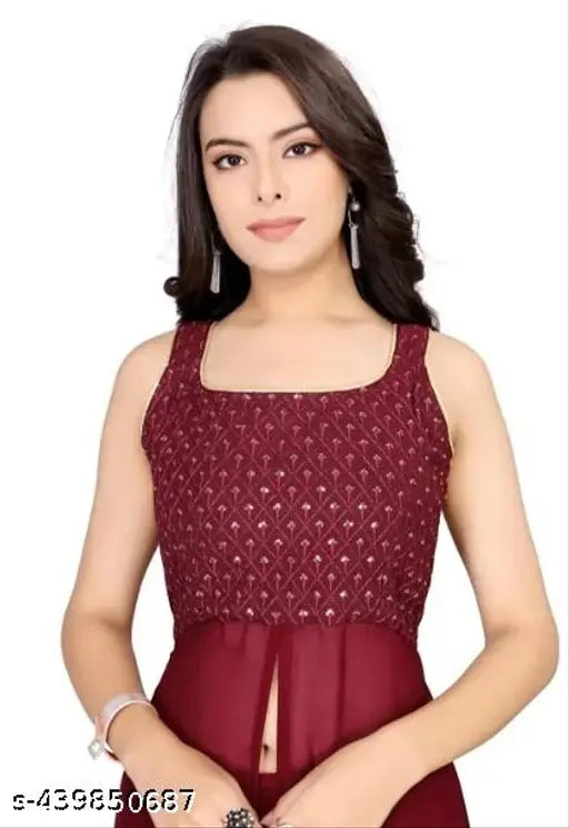 Georgette Women's Kurta Set with Palazzos, attractive Indian fashion on display, single size available