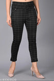 NavyBlue/Black cotton blend check jeggings (pack of 2), flattering & stretchy for casual wear, free size, made in India