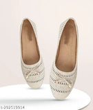 Synthetic leather Laxmi trace ballerinas, lace-up pattern, stylish women's cream shoes - India origin