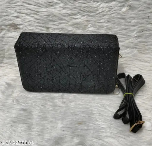 Synthetic party wear sling, solid net free-size bag for events, India origin