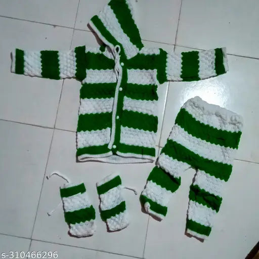 Woolen Radhe Krishna cube kids winter sewter, embroidered net design. 0-6 months size