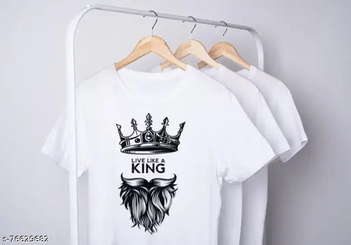 Red polyester short-sleeve King T-shirt (M, chest 38in, length 27in), printed design