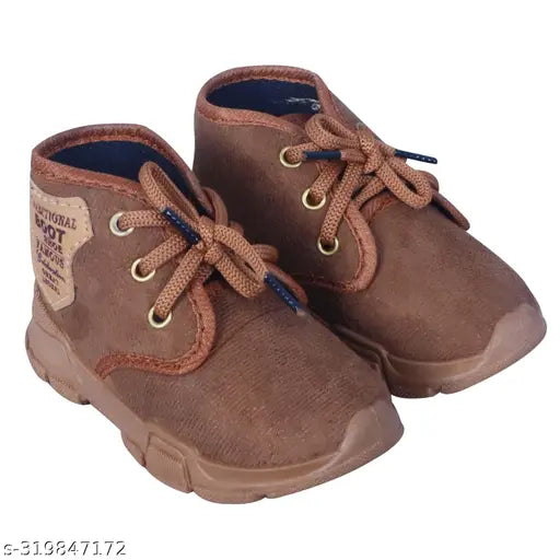 Brown canvas casual shoes for kids, ideal for party wear and everyday use, lace-up detail with comfortable EVA sole and insole