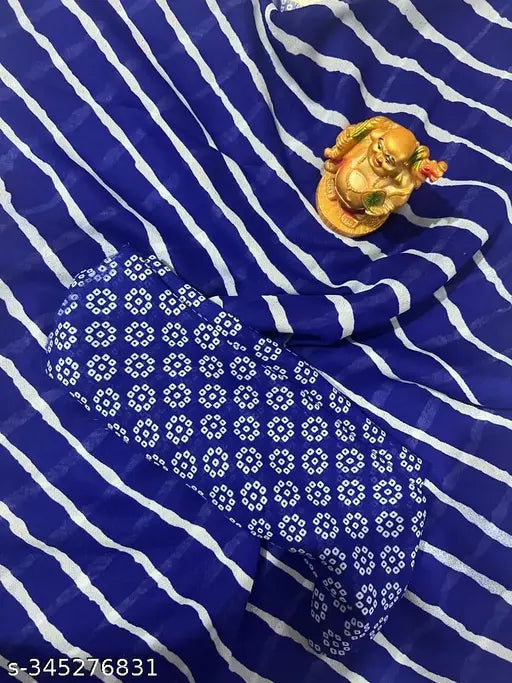 Golden georgette saree 'AARIYA', foil-printed net blouse in free size (5.5m saree, 0.8m blouse), Indian handloom fashion