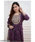 Rayon dyed/washed kurti with sequin work, three-quarter sleeves, Indian women's fashion