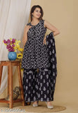 Rayon Banita Voguish women's kurta set with sharara and dupatta, printed, sleeveless, stitched net, India origin