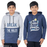 Cotton full sleeve boys sweatshirt (pack of 2), printed design for kids ages 9-14, made in India