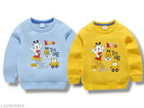 Cozy yellow and sky blue cotton blend kids' sweatshirts, pack of 2 for chilly days