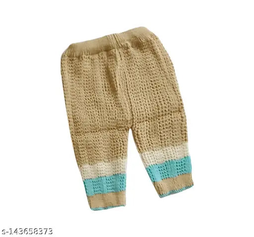 Handmade striped wool new born baby girl frock set with pyjama cap and booties, made in India (6-9 months or 6-12 months)