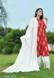Rayon printed net kurti palazzo and dupatta set for women, three-quarter sleeve Indian fashion on display