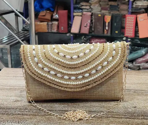 Elite alluring women's handwork sling, embroidered net fabric clutch with single compartment, free size (8in x 2in x 4in), fashion accessory from India