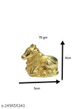 Yellow brass Nandi Jee, 5x4 cm small size idol for home office temple, ideal for worshipping Lord Shiva with cotton wicks