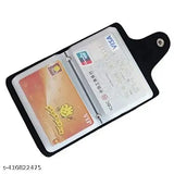 Stylish PU leather RFID-blocking card holder, solid net pattern, 14 secure slots for men & women