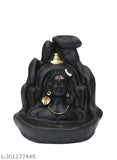 Polyresin Lord Adiyogi Shankra incense holder, Indian-made backflow fountain with 20 cones, 3x4x4 inches for living spaces