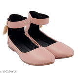 Peach synthetic leather belle shoes for women - Velcro fastening, trendy party wear with black insole, half-inch PVC sole