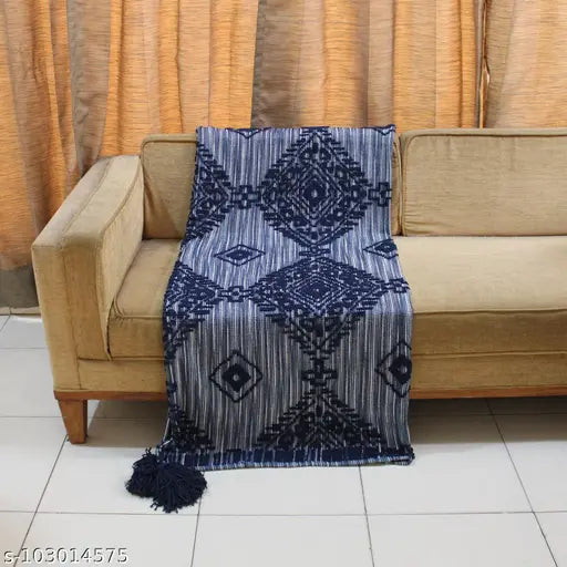 Navy polyester throw blanket, 3D printed pattern, lightweight and cozy, suitable for spring summer decoration