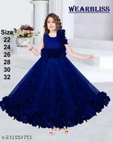 Silk and net embellished ethnic gown dress for girls (3-13 years), India