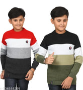 Multicolor wool sweater for boys, colorblocked pattern, pack of 2 for ages 8-12 years