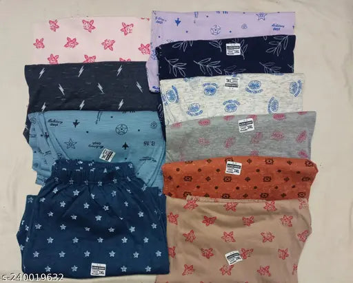 Cotton blend printed calf-length pajama set for women & girls (3pcs) - Indian soft cotton lounge wear