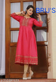 Rayon solid-colored, three-quarter sleeve NYRA cut kurti for women and girls, long length, India origin