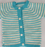 Handmade woolen striped sweater set with pajamas and cap for 6-12 month babies (India)
