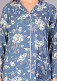 Printed rayon slub full sleeves night suit, featuring long sleeved shirt and pyjama bottoms with a vibrant pattern. Available in sizes S-XXXXL