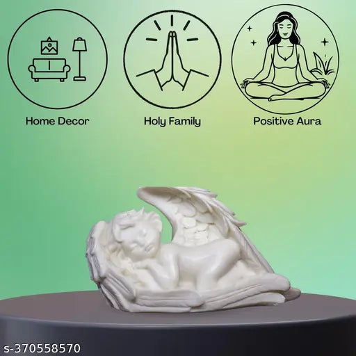 Resin white angel statue for home & garden decor, elevates living space ambiance