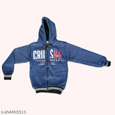 Printed cotton kids sweater, single pack for 6-16 years. Soft fleece and front zipper design with pockets and hood. Available sizes: 6-7 Years (Chest 30in), 7-8 Years (Chest 30in), 8-9 Years (Chest 32in), etc. Indian made