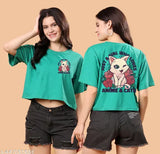 Oversized anime printed cotton crop top - women's/girls size L