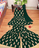 Gorgeous green rayon sharara kurti with net dupatta, sleeveless, printed - Indian made quality daily/occasional wear
