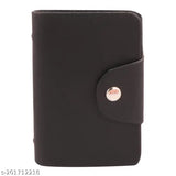 Black faux leather ATM card holder, holds 5 compartments for debit/credit cards and business cards, free size (8cm x 6cm), made in India