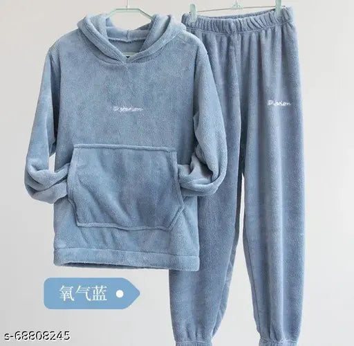 Wool winter night suit for women, printed pattern, comfy and warm FitIn OutFit pyjamas