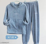 Wool winter night suit for women, printed pattern, comfy and warm FitIn OutFit pyjamas