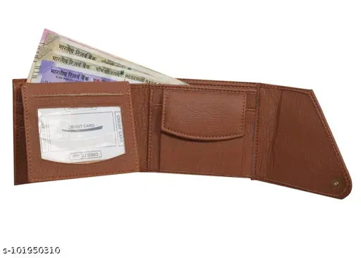 Brown PU men's wallet, free size (6cm x 4cm), stylish Rounak Collection