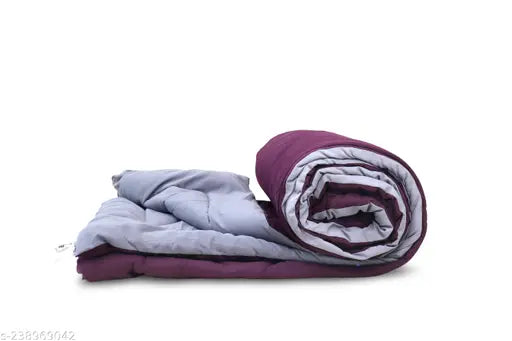 Double size, dual-color Italian bird comforter (Purple/Grey), hypoallergenic, 250 GSM microfiber, soft & lightweight